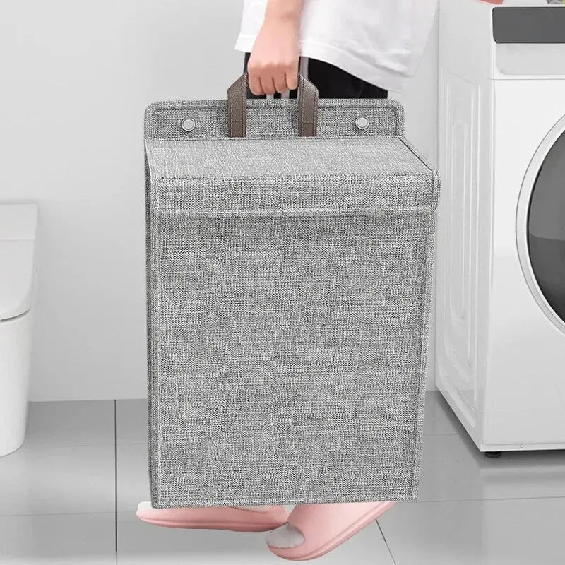 WashNest Faltbarer Wäschekorb | Wandhängend | Platzsparendes Mesh-Design | Bohrfreie Montage