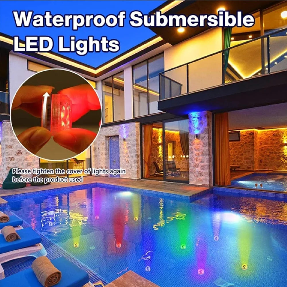 AquaGlow Mini Unterwasser-LED Lichter | RGB Farbwechsel | Fernbedienung | Wasserdicht