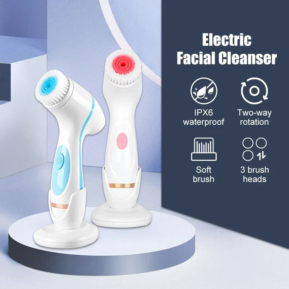 Velunia Elektrische Gesichtsreinigungsbürste 3-in-1 | Sonic-Technologie | Tiefenreinigung & Gesichtsmassage | USB Wiederaufladbar