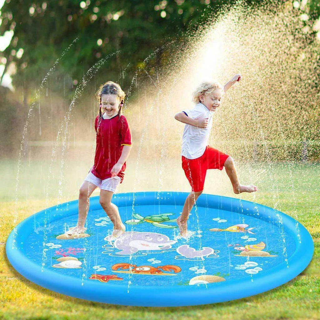 Splashino | Kinder Wasserspielmatte mit Sprinkler | Aufblasbare Sprühmatte aus PVC | 100 cm / 170 cm