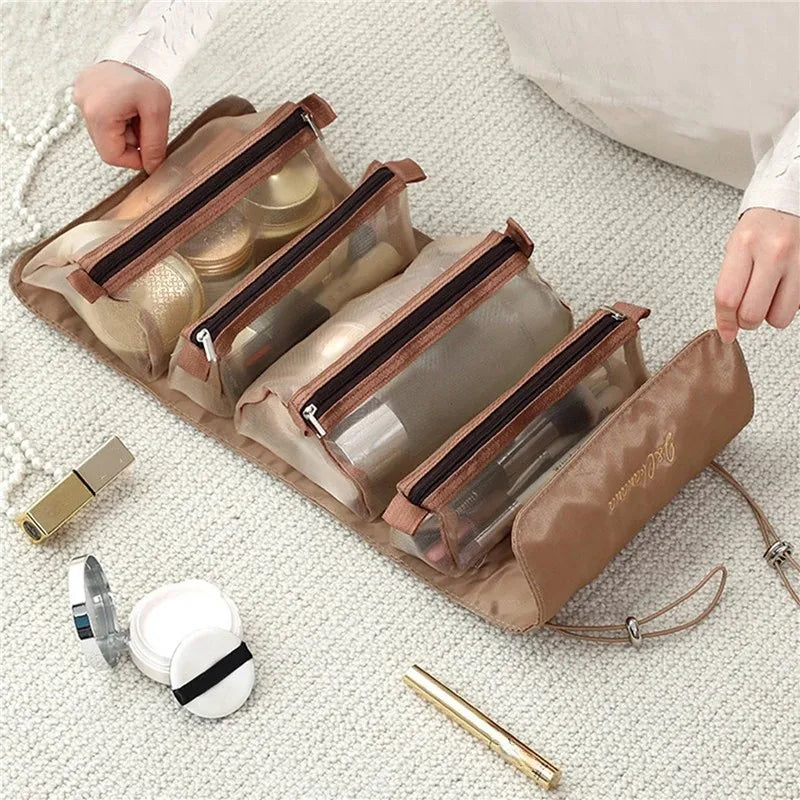 FlexiGlam Bag Abnehmbare Kosmetiktasche 4-in-1 | Große Kapazität & Tragbar | Faltbare Reise-Beauty-Aufbewahrung