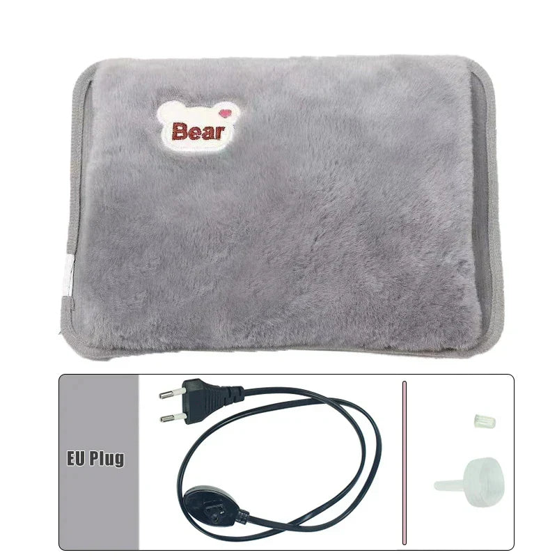 Electric Hot Water Bottle HeatHug | Rechargeable Hand & Body Warmer | Plush Rabbit Fur Material | Safe & Explosion-Proof