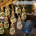 LumiHemp | Solar-Lichterkette mit Hanfseil | Wasserdichte Vintage-LED-Gartenbeleuchtung mit 8 Leuchtmodi
