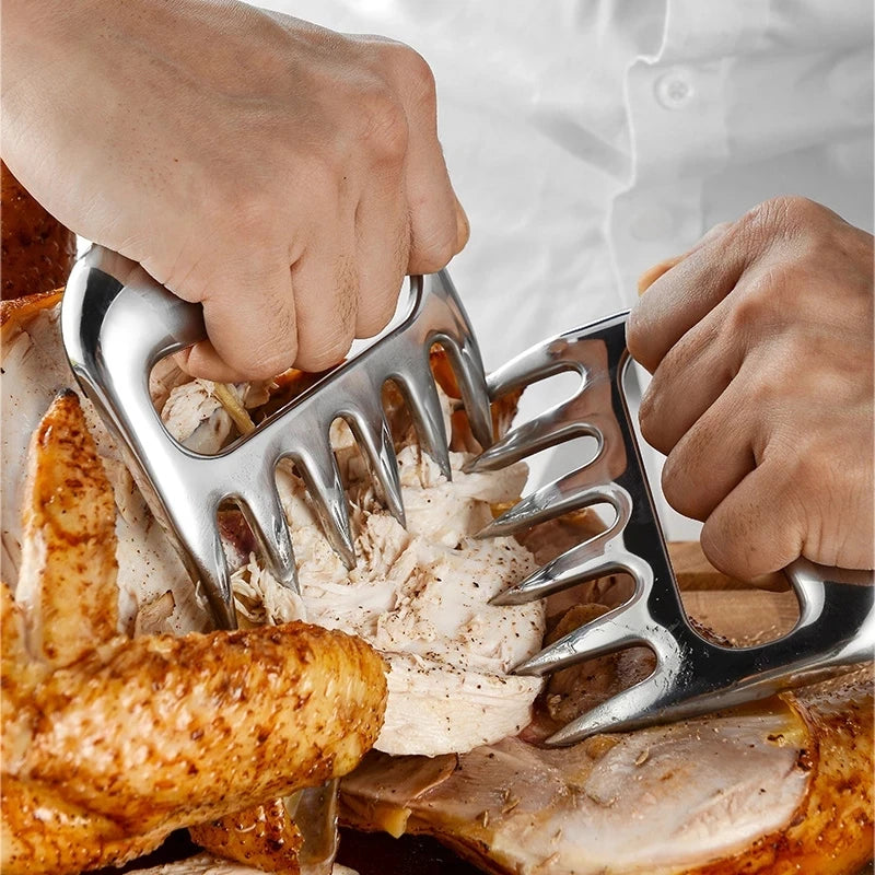 CLAWPURE BBQ Fleischkrallen Set | Edelstahl | 2 Stück | Fleischzupfer & Shredder