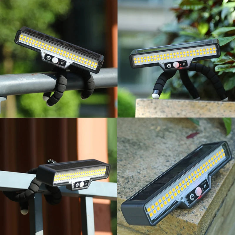 FlexiGlow Solar LED Bewegungsmelder Licht | IP44 Wasserdicht | Flexibler Octopus-Stand | Garten & Camping