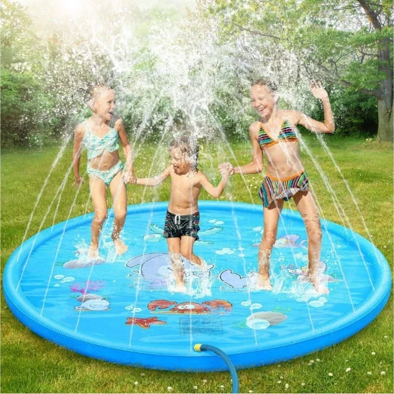 Splashino | Kinder Wasserspielmatte mit Sprinkler | Aufblasbare Sprühmatte aus PVC | 100 cm / 170 cm