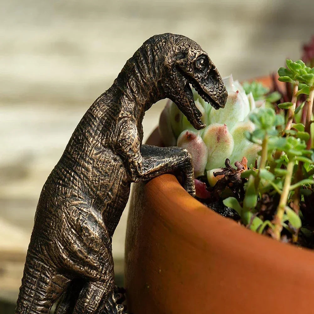 DinoVerde Dino Blumentopf Deko | Handbemalt | UV- & Frostbeständig | Garten & Innenbereich