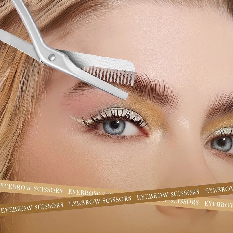 BrowGuard Augenbrauen-Schere | Edelstahl Präzision | Sicherheitskamm | Hypoallergen | Ergonomisch | Für sauberes Brow-Shaping