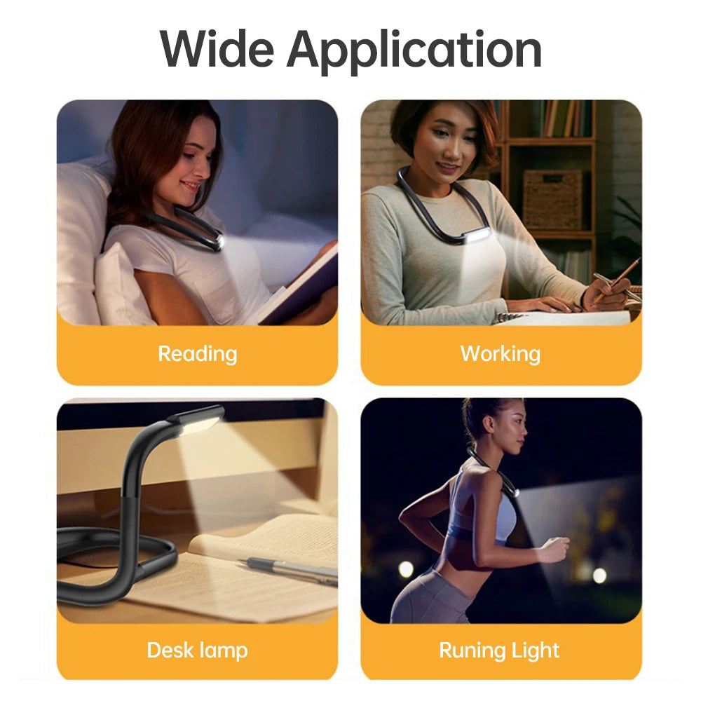 LUMINOOK Leselampe Hals wiederaufladbar | 3 Lichtfarben | dimmbar | flexible Arme | LED Buchleuchte