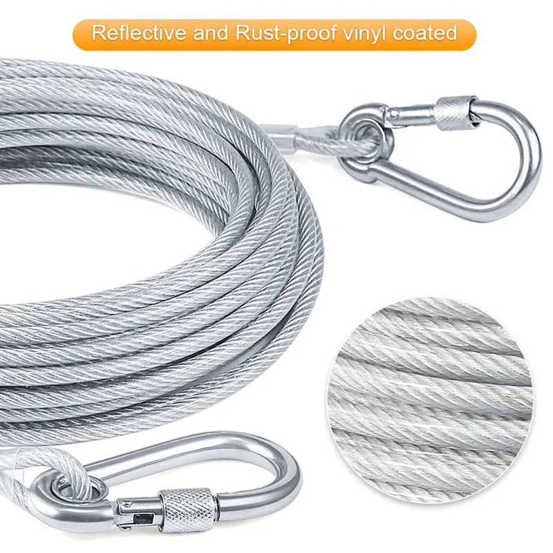 Canivaro | Hundeleine aus Stahlseil | Rostbeständig | Doppelseitiger Karabiner | Extra Robust | 460–1500 cm