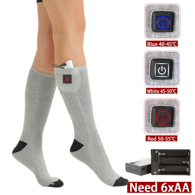 Electric Heated Socks | USB Warm Socks for Women & Men | 3 Heat Settings | Ideal for Skiing, Cycling & Outdoor | ThermaStep