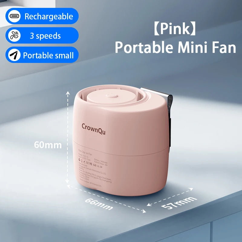 BREEZARO Taillenventilator mit Clip | 360° Verstellbar | 3 Geschwindigkeiten | Wiederaufladbar