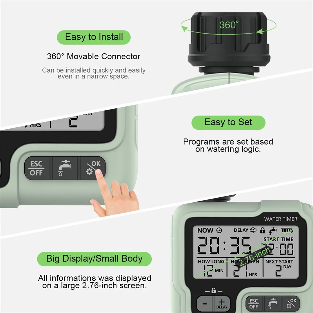 Digitaler Bewässerungstimer | Automatische Gartenbewässerung | Wassersparend & Programmierbar | AquaTiva