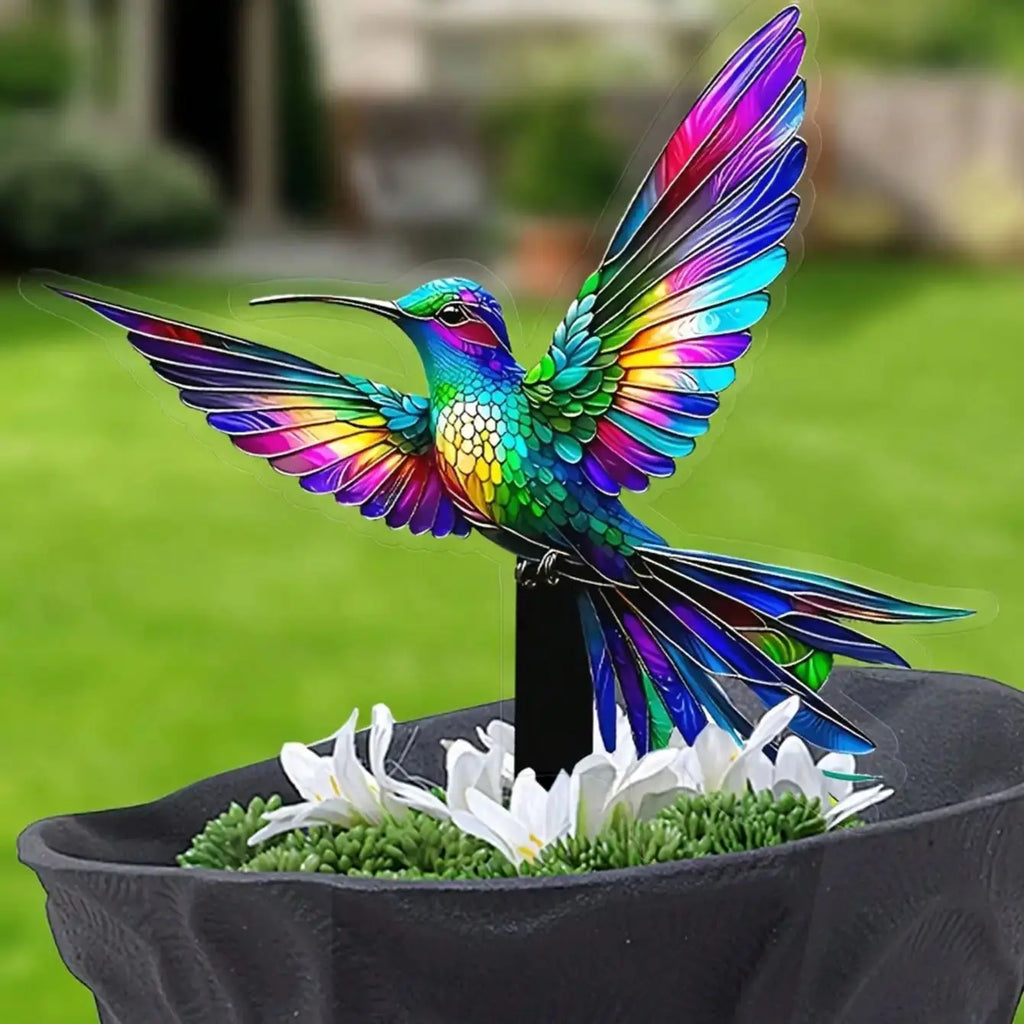 HummiGlow Kolibri Gartenstecker | Acryl | Lampe & Outdoor Deko | Hof & Rasen