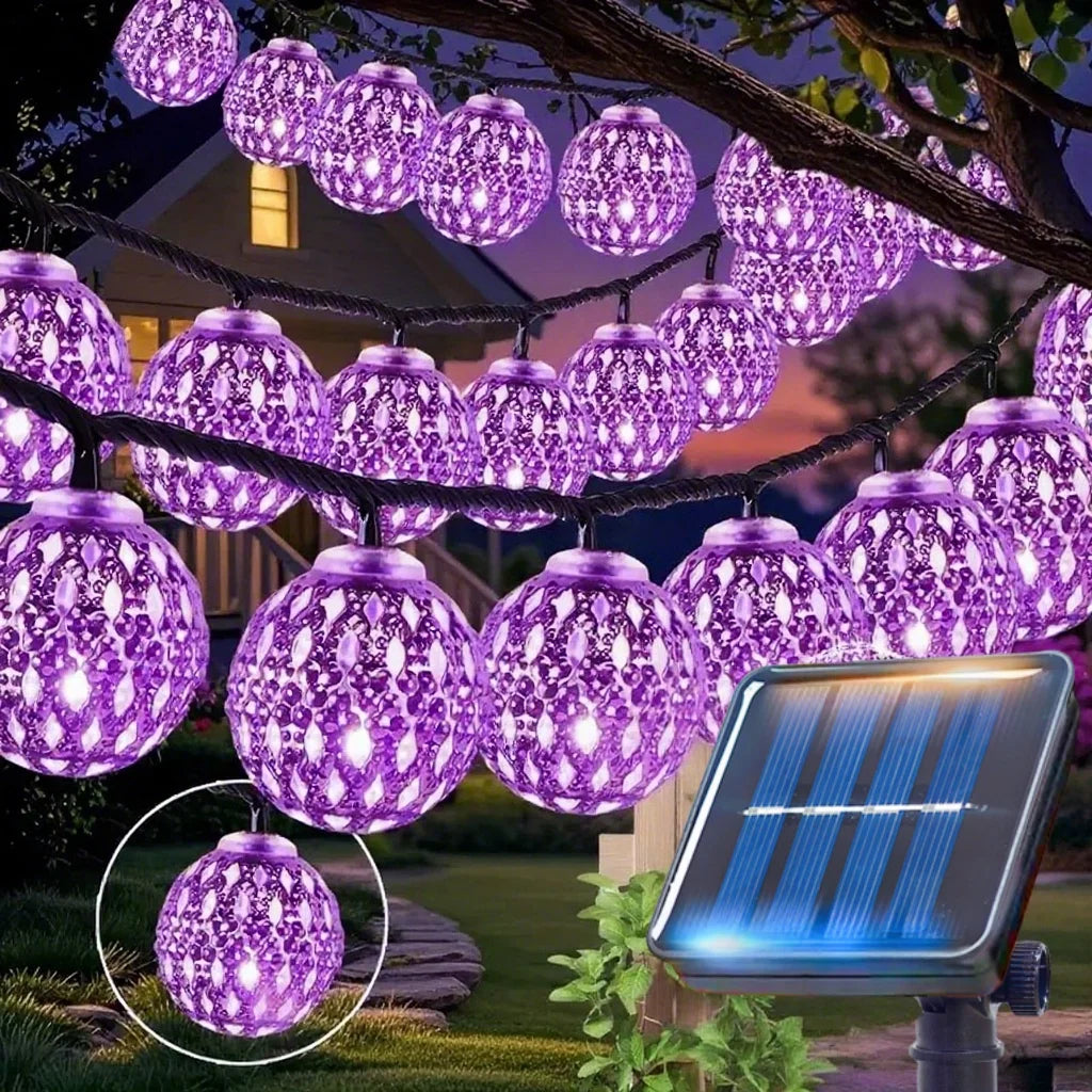 Moraluna Solar-Lichterkette | Maroccan Kugeldesign | 20/30/50 LEDs | 8 Leuchtmodi