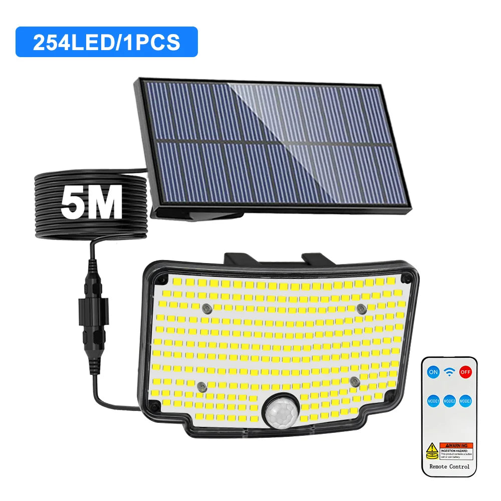 Solavion Solar-LED Sicherheitslicht | 254 LEDs | Bewegungsmelder | IP65 Wetterfest | Garten & Hof