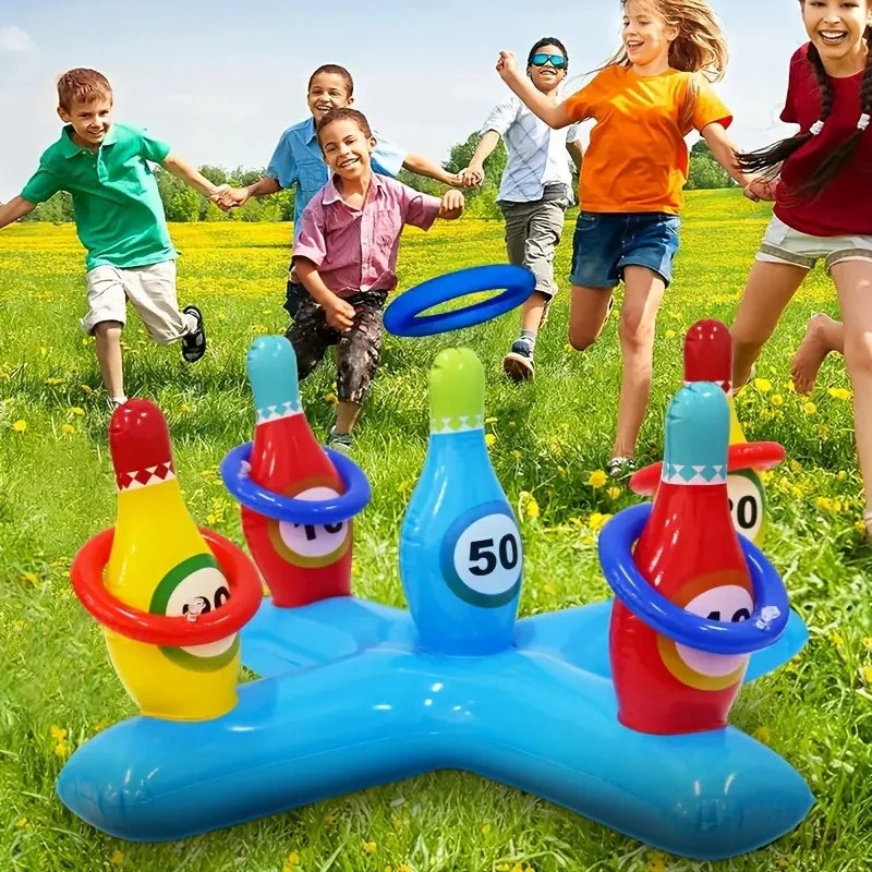 AquaStrike Aufblasbares Bowling Wurfspiel | Wasser Spielset für Kinder & Familie | Leicht & Tragbar