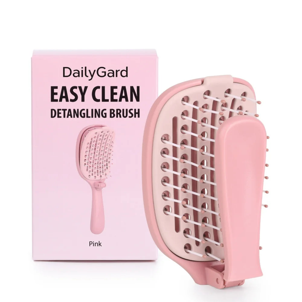 GlamBrush Selbstreinigende Haarbürste | Faltbar | Anti-Statik Massagekamm | Für Damen & Mädchen | Zuhause & Salon