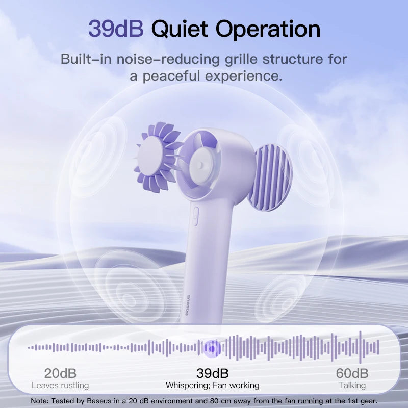 Mini Handventilator | 3 Geschwindigkeiten | 1200 mAh Akku | Leise 39 dB | Desktop & Outdoor | GoTrip DT1