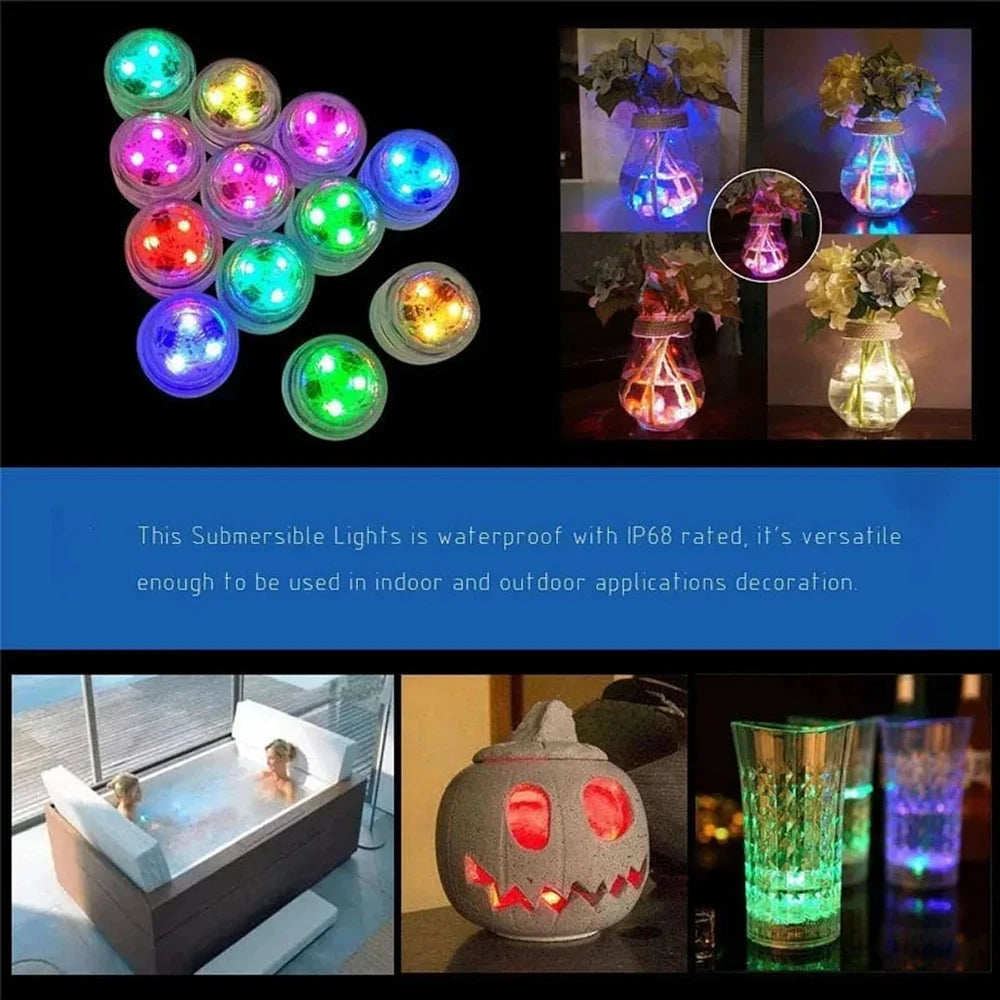 AquaGlow Mini Unterwasser-LED Lichter | RGB Farbwechsel | Fernbedienung | Wasserdicht