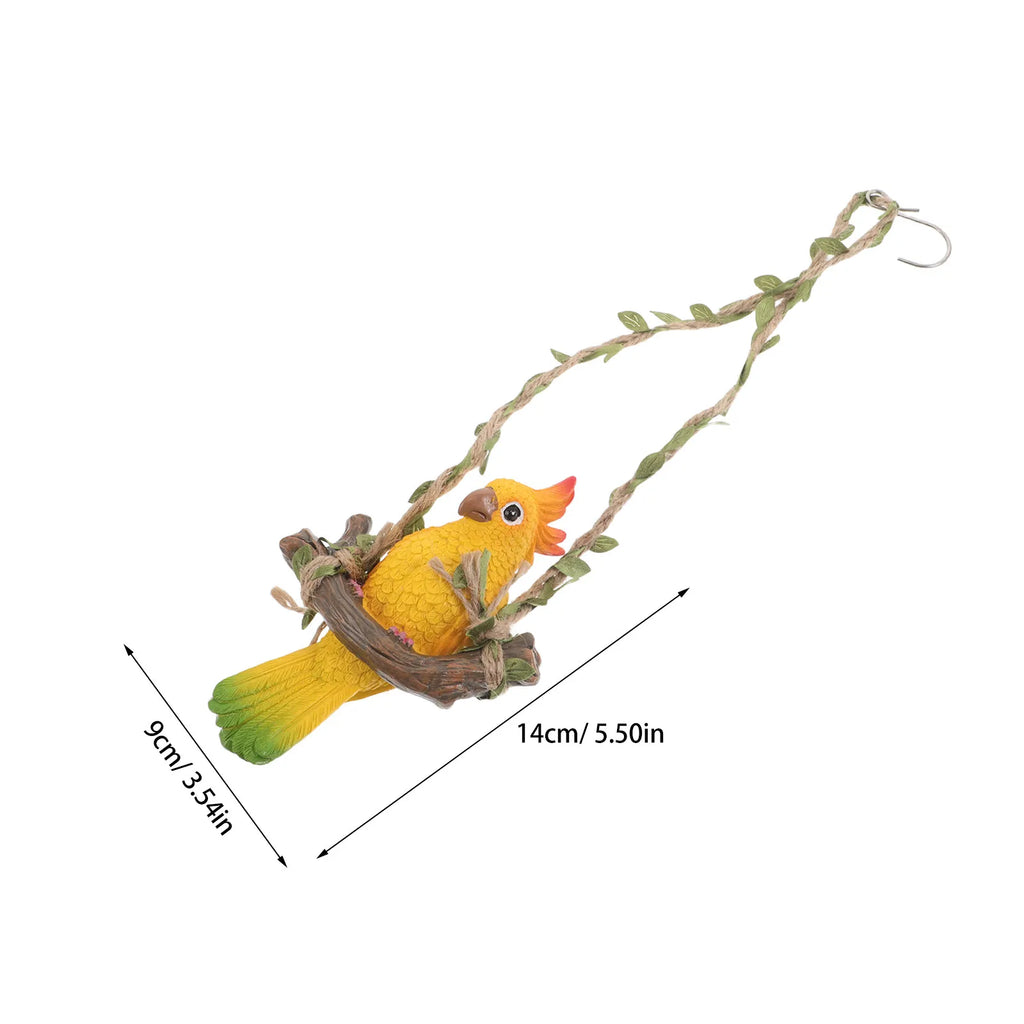 Aviora Living Papagei Hängedeko | Gartenfigur aus Resin | Schaukel Design | 14 x 9 x 5 cm