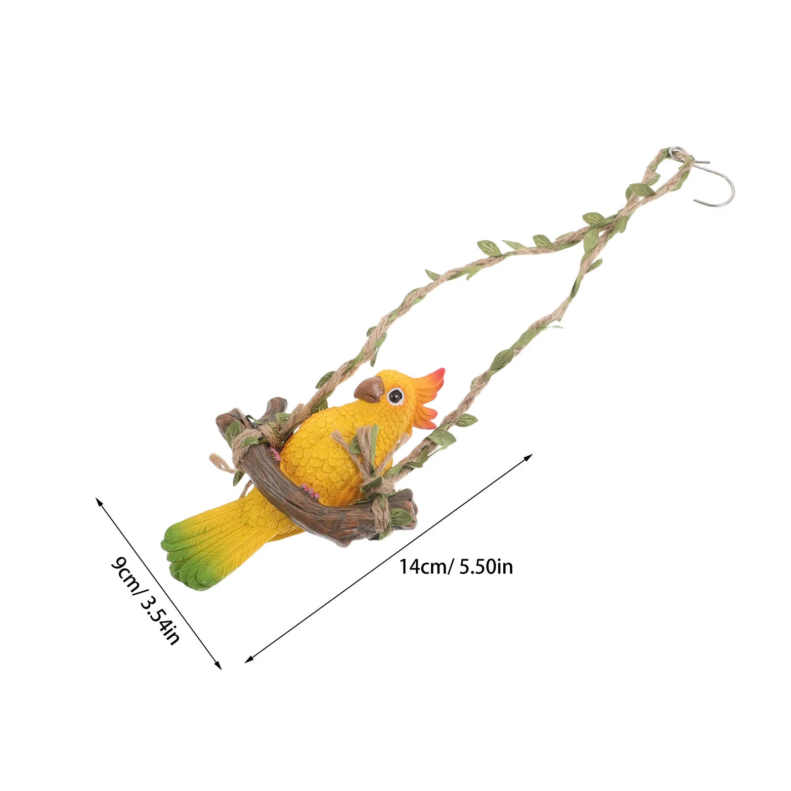 Aviora Living Papagei Hängedeko | Gartenfigur aus Resin | Schaukel Design | 14 x 9 x 5 cm