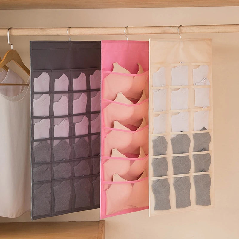 ClosetNova | Hängender Unterwäsche-Organizer mit Netzfächern – Faltbare Kleiderschrank-Aufbewahrung für BHs, Unterwäsche und Socken