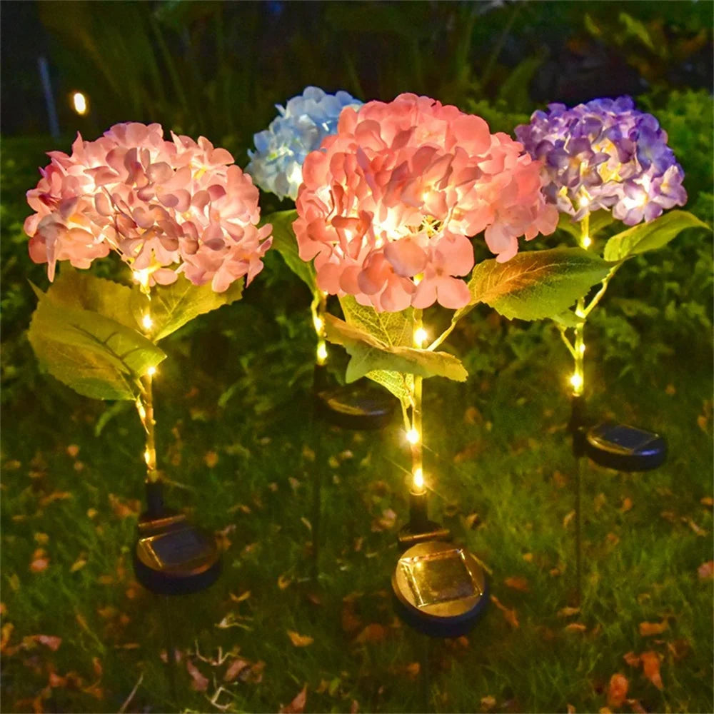 Floravelle Glow Solar Gartenleuchte Hortensie | LED Blumenstecker | IP65 Wasserdicht | Outdoor