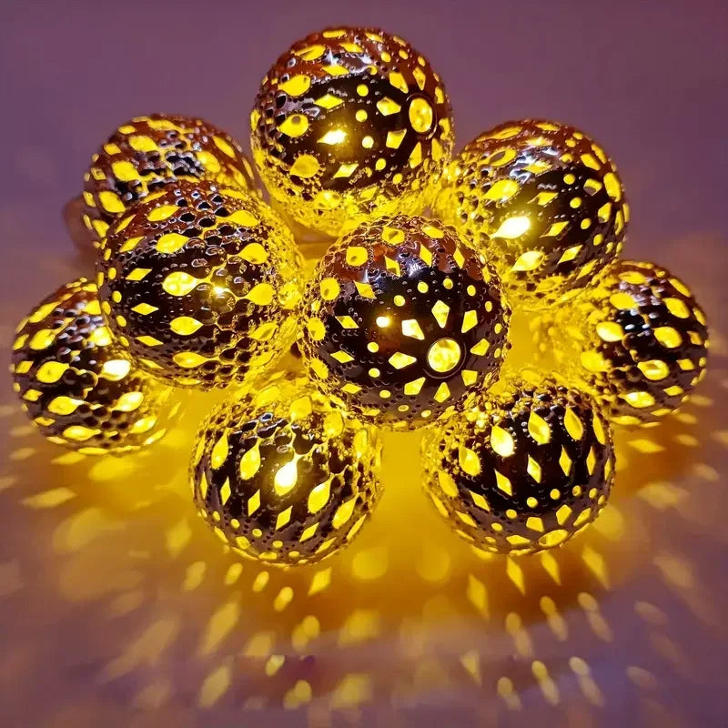 Moraluna Solar-Lichterkette | Maroccan Kugeldesign | 20/30/50 LEDs | 8 Leuchtmodi