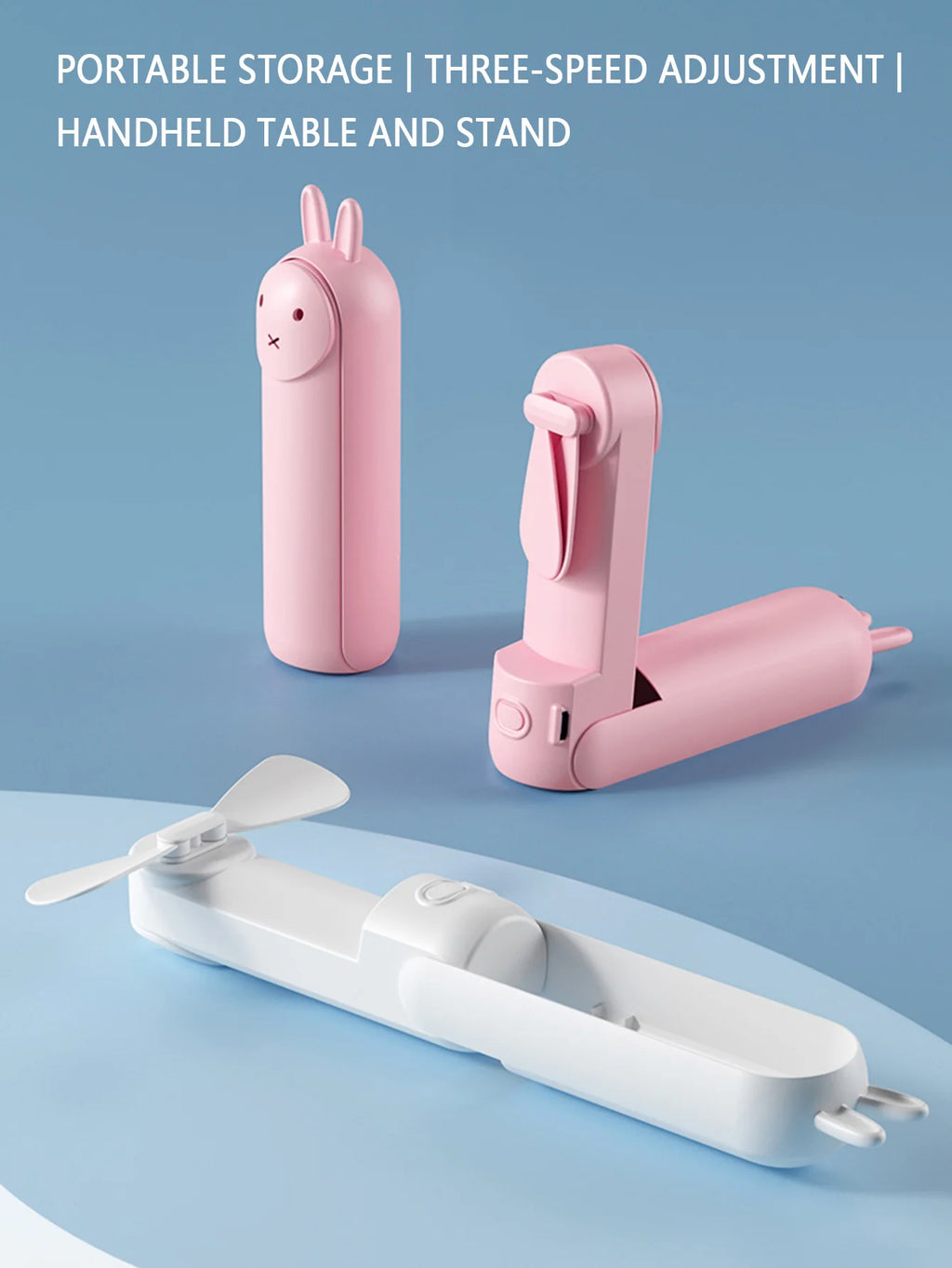 BreezeBuddy Mini USB-Handventilator | Wiederaufladbarer tragbarer Tischventilator | Cartoon-Design | Faltbar & kompakt