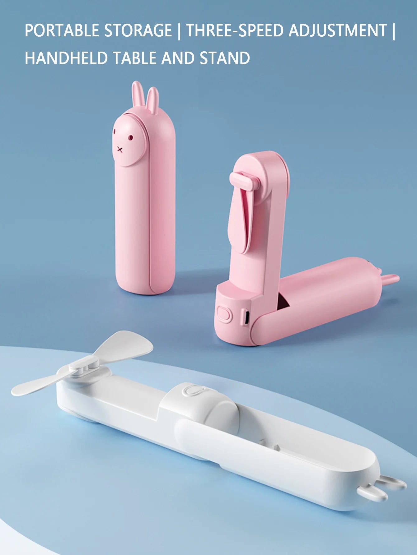 BreezeBuddy Mini USB-Handventilator | Wiederaufladbarer tragbarer Tischventilator | Cartoon-Design | Faltbar & kompakt