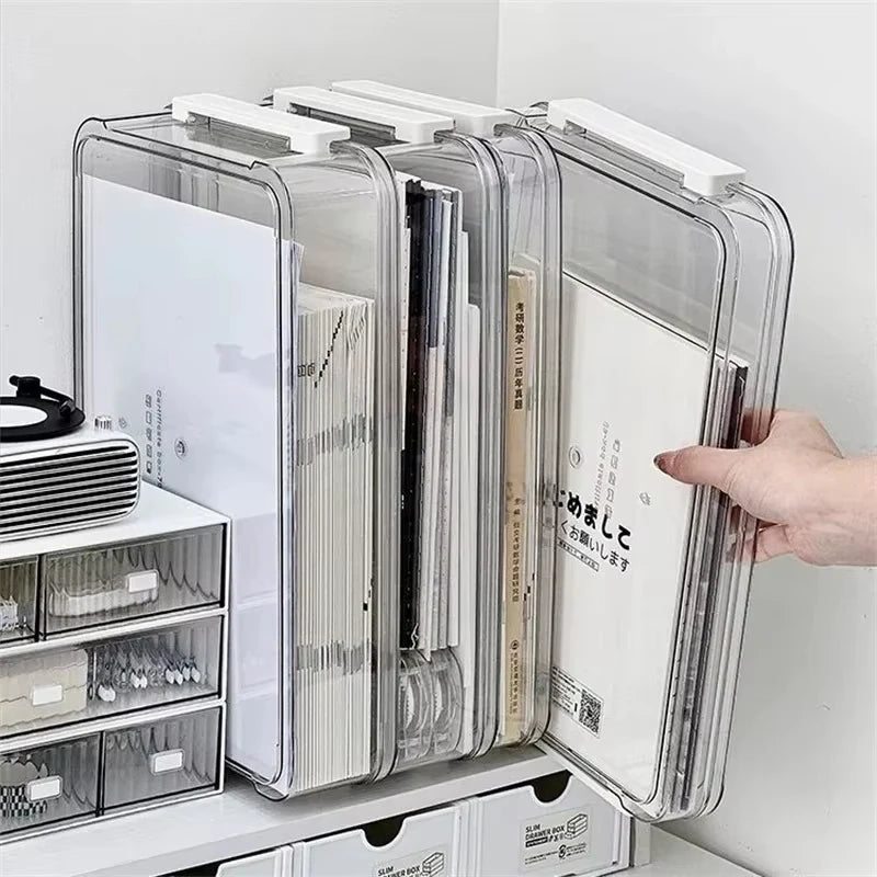 ClearStack Dokumentenbox A4 | Transparent | Stapelbar | Staubgeschützt
