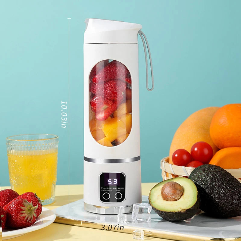 Fruvella Tragbarer Mini-Smoothie-Mixer | 450 ml | 10 Edelstahlklingen | USB wiederaufladbar | Eis- & Saftzerkleinerer