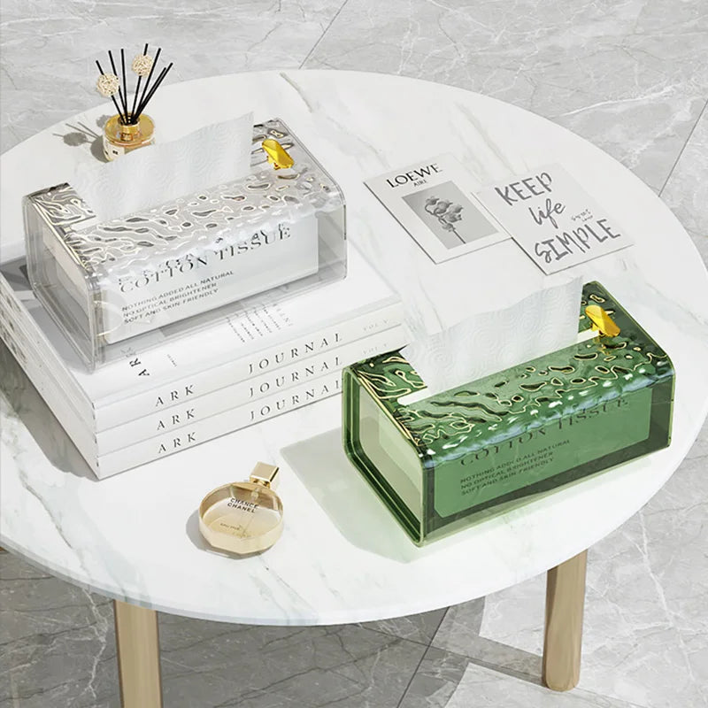 ClairaHome | Taschentuchbox mit Wellenoptik | Transparente Tissue-Aufbewahrung | Wandmontage & Tischnutzung