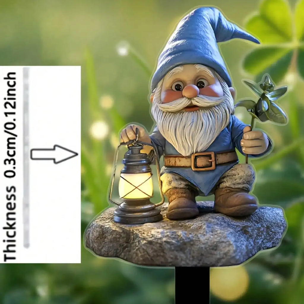GNOMERIA Gartenstecker Zwerg | Acryl | Wetterfest | Blumentopf & Rasen Dekoration