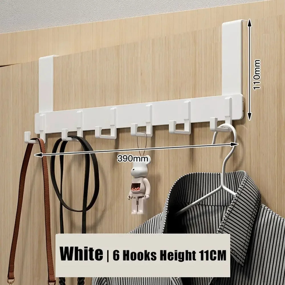 Hangiva Türhaken Organizer | 6 Haken | Aluminium Türgarderobe | Ohne Bohren | Für Türen 4,1–4,5 cm