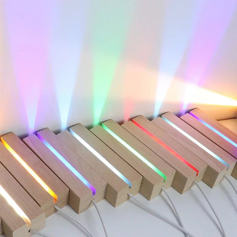 Artivida LED Holzsockel Nachtlicht | Rechteckig | USB betrieben | Acryl & Resin Display