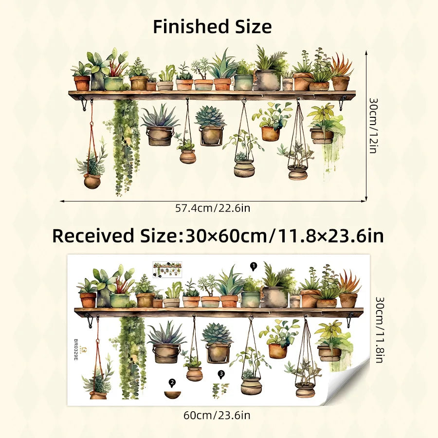 DecoBloom Blumenregal Wandaufkleber | Mehrfach-Design | Wohnraum & Kinderzimmer Deko | Selbstklebende Wandtattoos