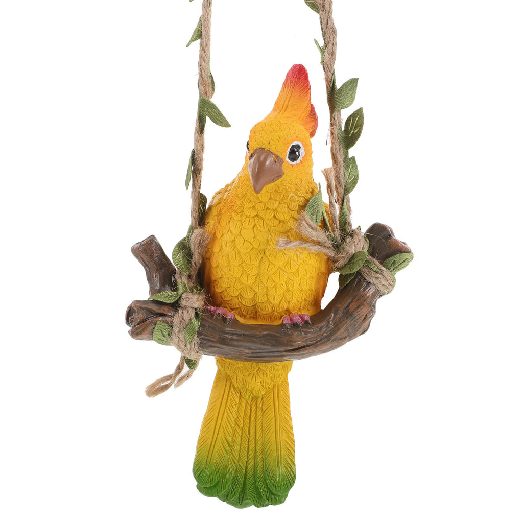 Aviora Living Papagei Hängedeko | Gartenfigur aus Resin | Schaukel Design | 14 x 9 x 5 cm