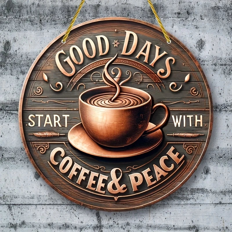 Brewwood Holzscheibe Kaffee-Motiv | 2D Farbdruck | Vintage Deko | Café & Bar