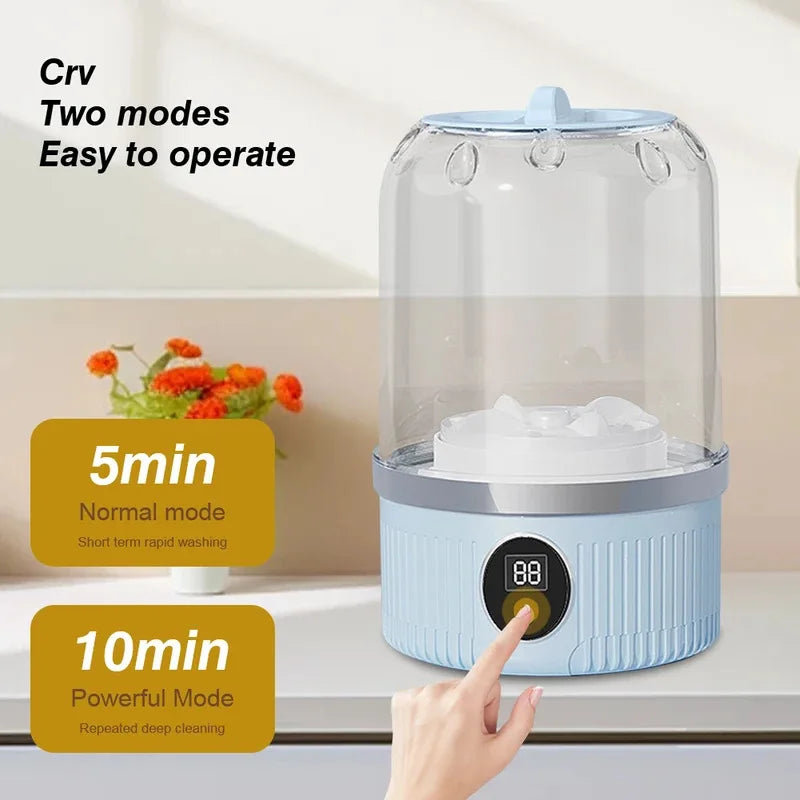 WashGo Mini-Waschmaschine | Tragbare Akku-Waschmaschine | 1 L Fassungsvermögen | 4000 mAh