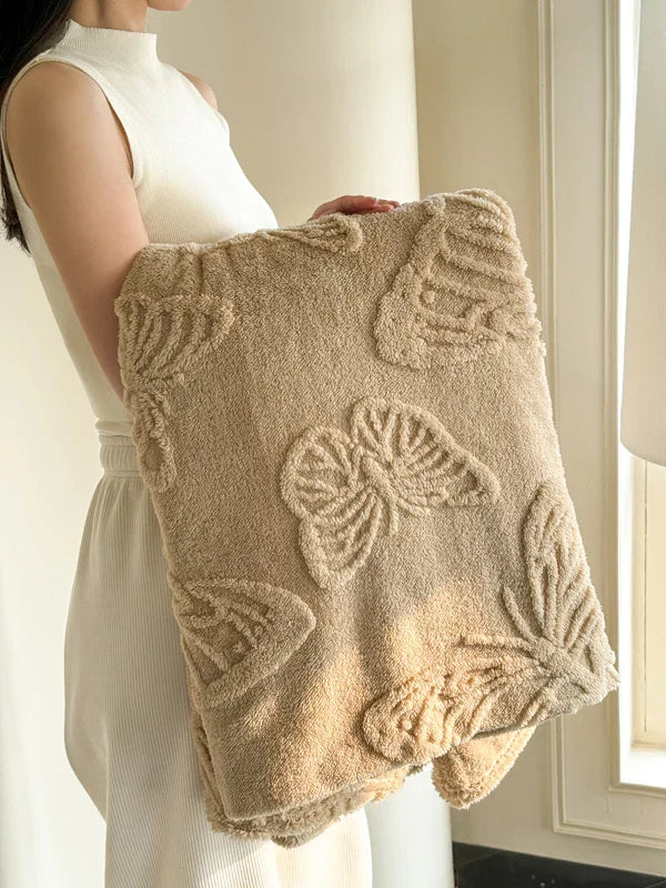 Fleurière Flannel Blanket | 3D Butterfly Design | Soft & Warm | For Bed, Sofa & Camping
