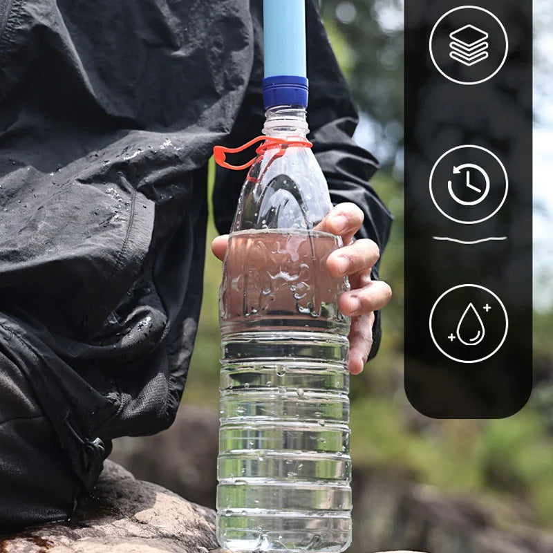 QuellKlar Outdoor Wasserfilter | Direktrink-Filter für Camping | 2.8 cm Anschluss für Gewindeflaschen | Notfall Wasseraufbereitung