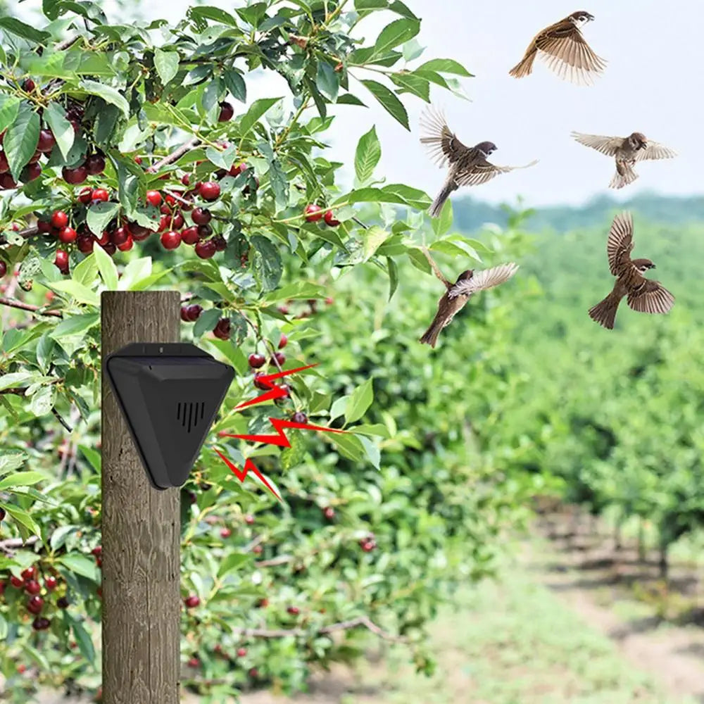 Guardavio | Solarbetriebener Tier- & Vogelvertreiber | Wasserdicht IP55 | 13 Abschreckungssounds | Für Garten und Obstbäume