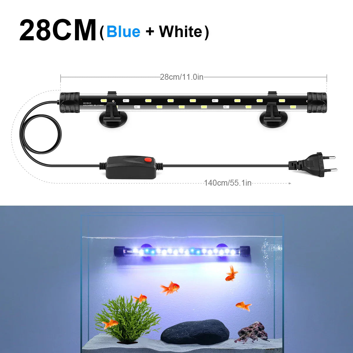 Aquanova LED Aquarium Lamp | Waterproof & Submersible | Plant Growth & Fish Colors | 18–58 cm