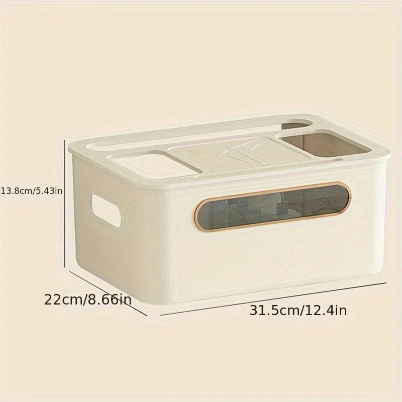 HideNet Wi-Fi Router Storage Box | With Cable Management & Socket Compartment | Transparent & Removable | 1–4 Levels Selectable