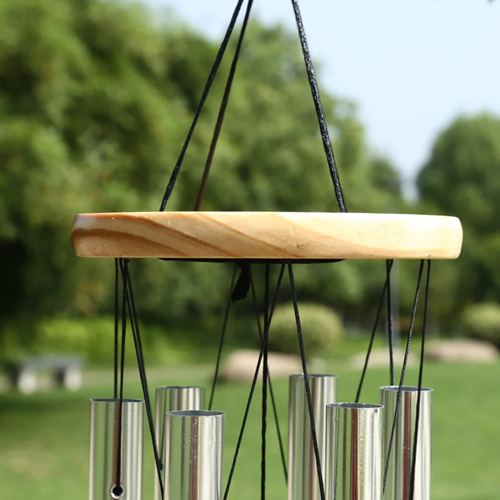 Bellora 6-Röhren Windspiel | Silber | Glocken Klang | Tür- & Wanddeko für Garten & Zuhause