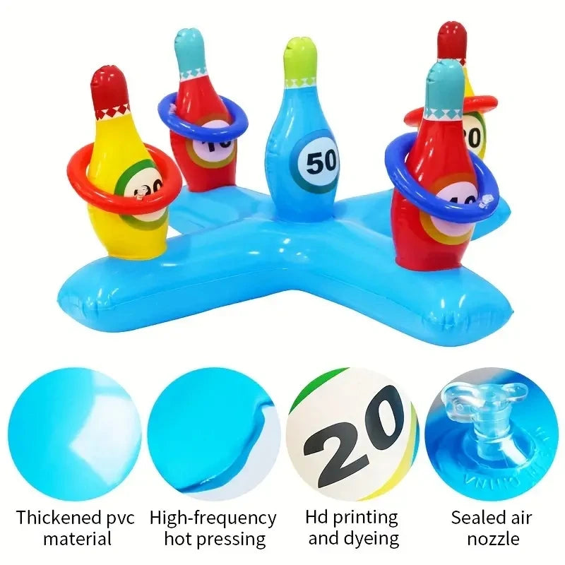 AquaStrike Aufblasbares Bowling Wurfspiel | Wasser Spielset für Kinder & Familie | Leicht & Tragbar