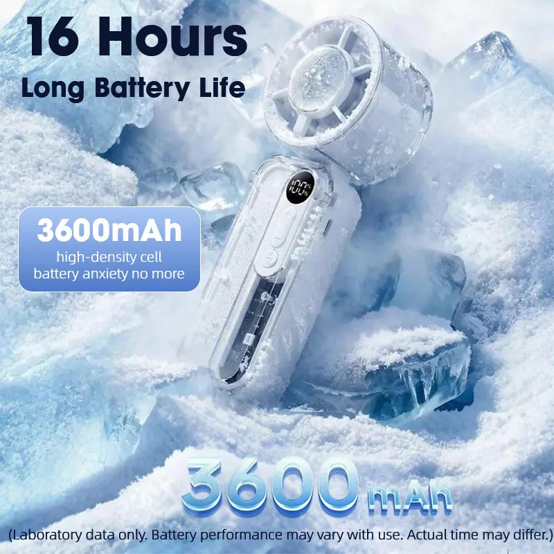 Frostivo | Handventilator mit Halbleiter-Kühlung | Wiederaufladbar | 3600 mAh Akku | Faltbar & Tragbar