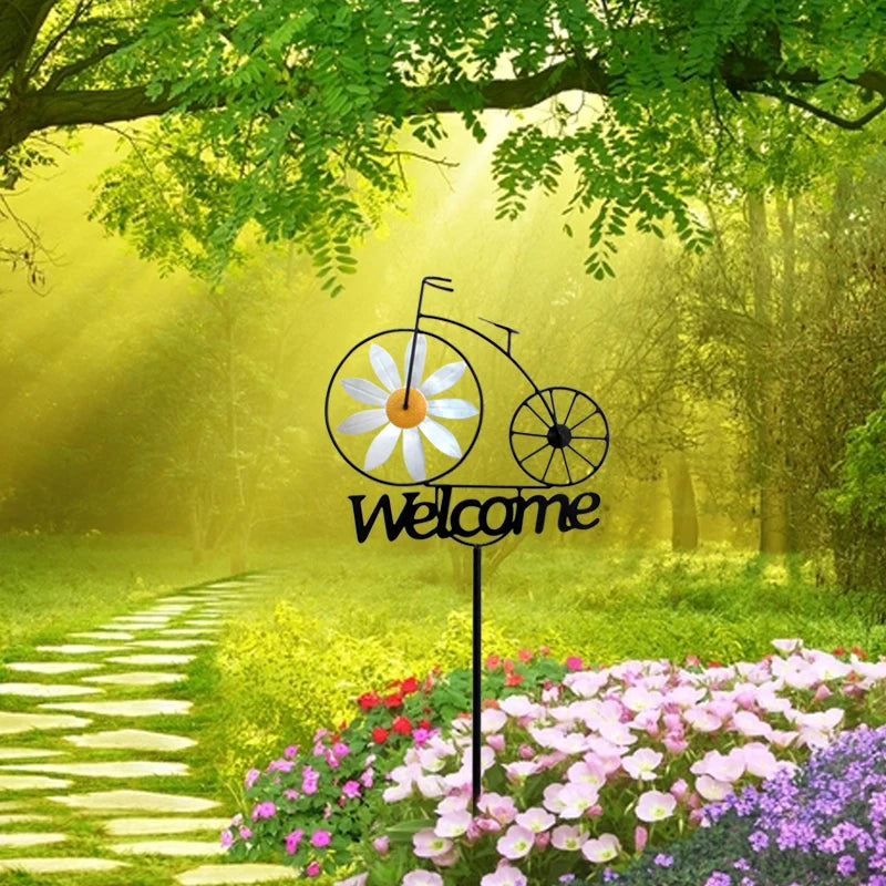 FLORAMOVIA Garten Windrad Margerite | Metall | Wetterfest | Hof & Rasen Dekoration